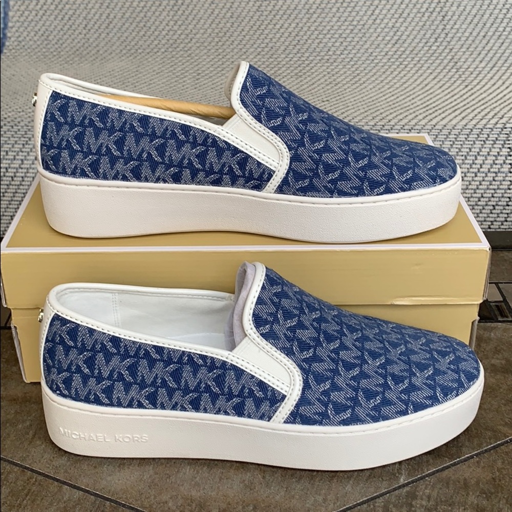 MICHAEL KORS TEDDY SLIP ON DENIM JACQUARD DENIM/Op - Picture 2 of 16